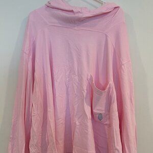 Free People Movement Pink Light Weight Funnel Neck Hoodie